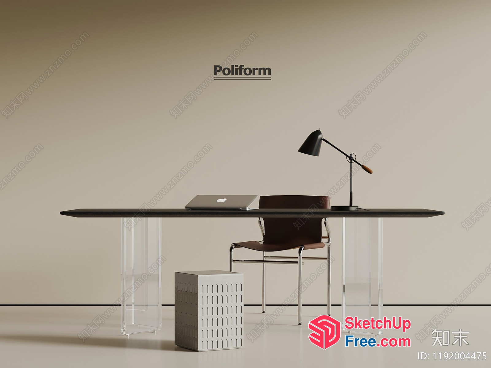 Minimalist Office Furniture Arrangement 3D SketchUp File