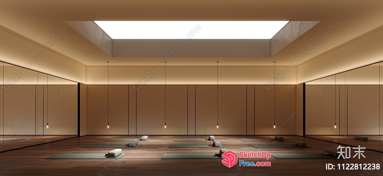 Minimalist Interior With Hanging Lights And Pillows 3D SketchUp File