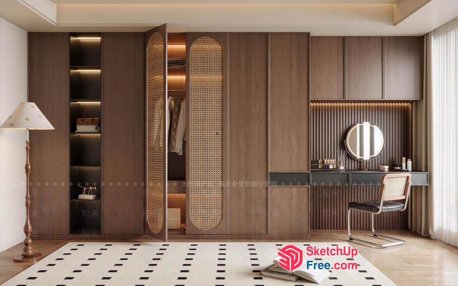 Elegant Modern Minimalist Style Bedroom Interior 3D SketchUp File