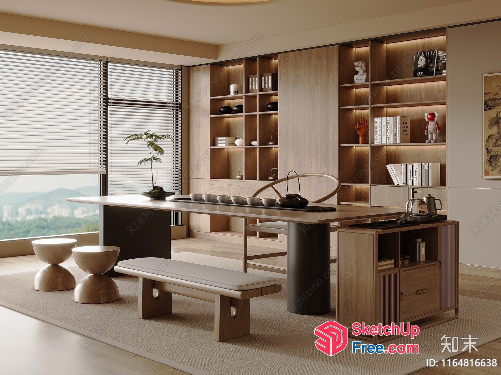 Modern Japanese-Inspired Living Room With Minimalist Furniture 3D SketchUp File