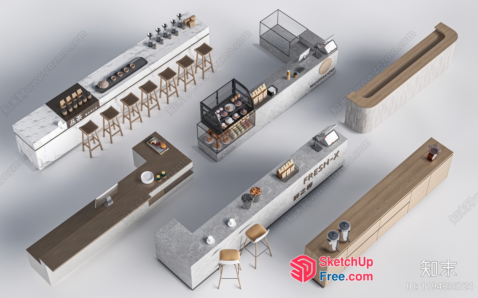 Modern Minimalist Coffee Shop Interior Design 3D SketchUp File
