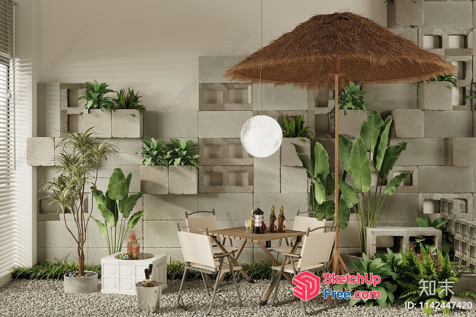 Tropical Indoor Oasis With Natural Elements 3D SketchUp File