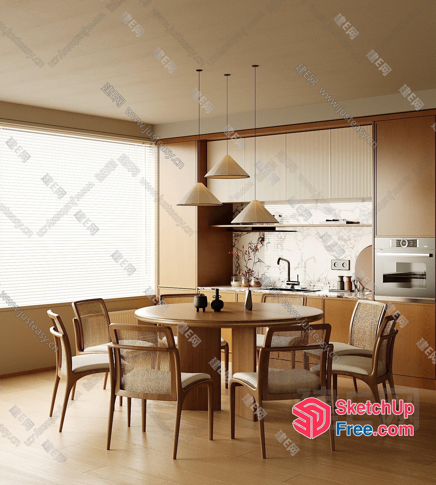 Elegant Modern Japanese-Style Dining Room 3D SketchUp File