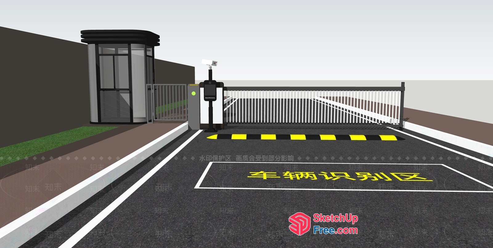 Entrance With Gate And Turnstile 3D SketchUp File