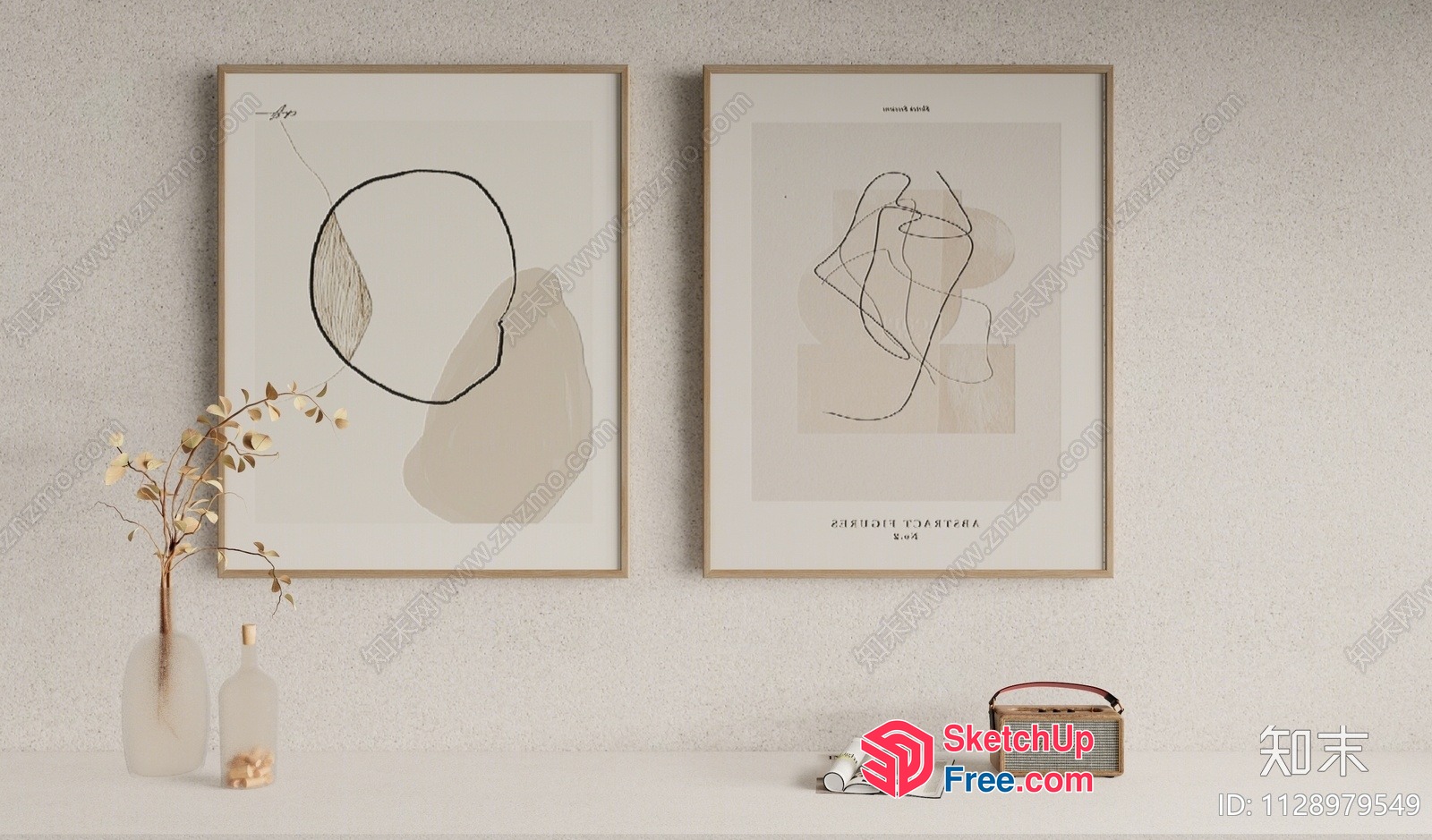 Minimalist Artwork In Soft Neutral Tones 3D SketchUp File