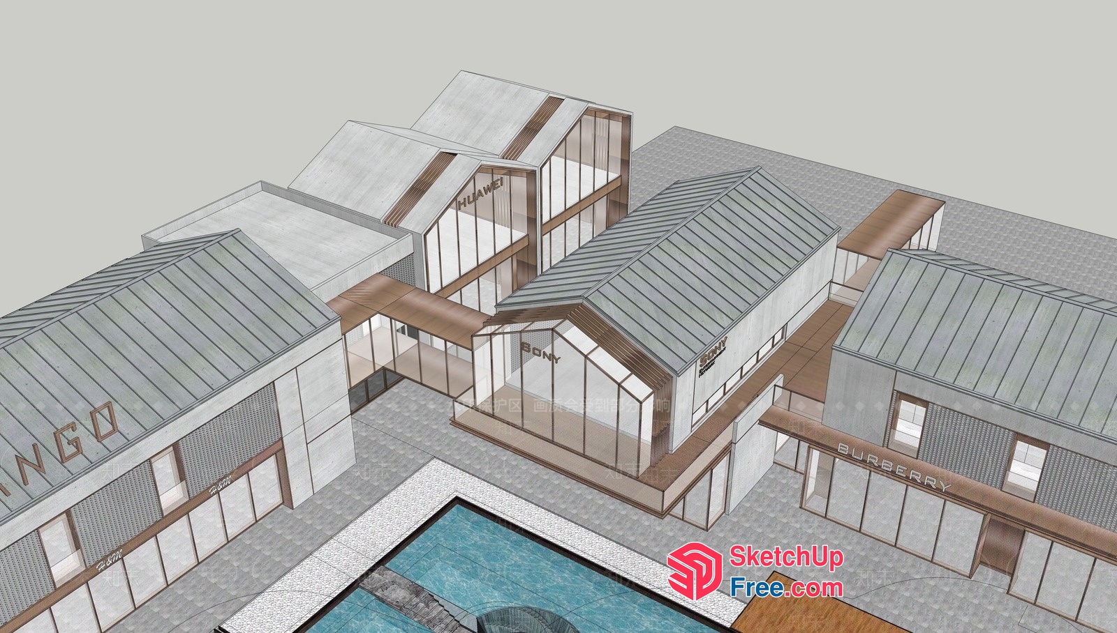 Modern Commercial Street Exterior 3D SketchUp File