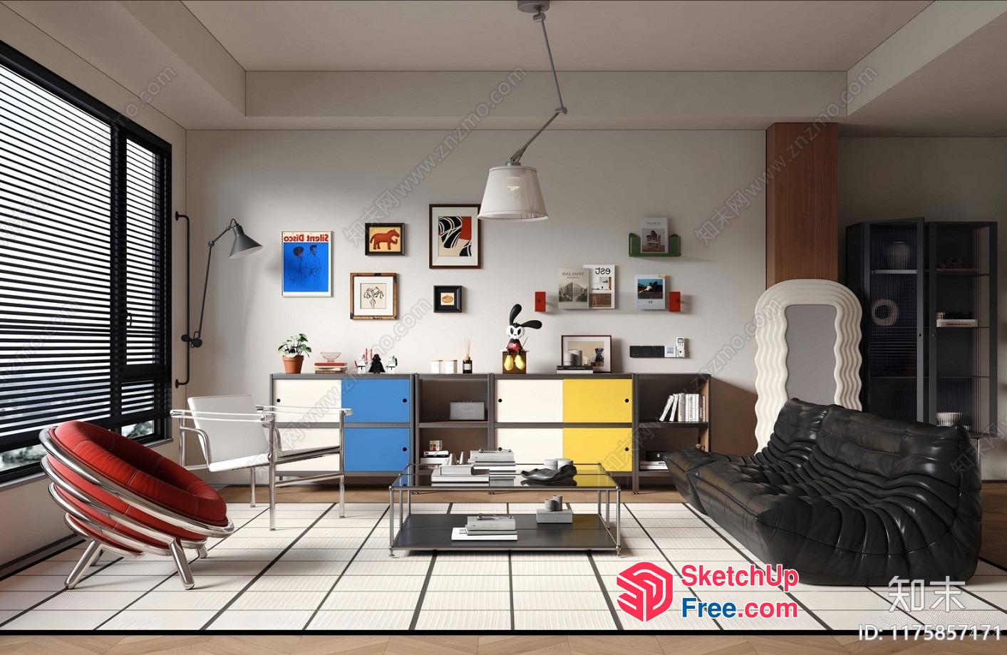 Modern Living Room With Sleek Furniture And Vibrant Artwork 3D SketchUp File