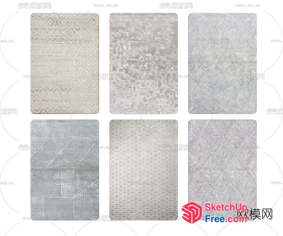 Elegant Gray And White Patterned Wallpapers 3D SketchUp File