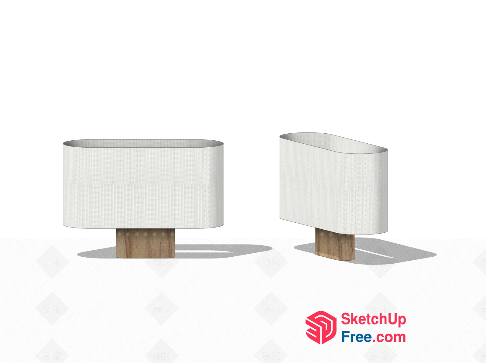 Two White Lampshades With Wooden Bases 3D SketchUp File
