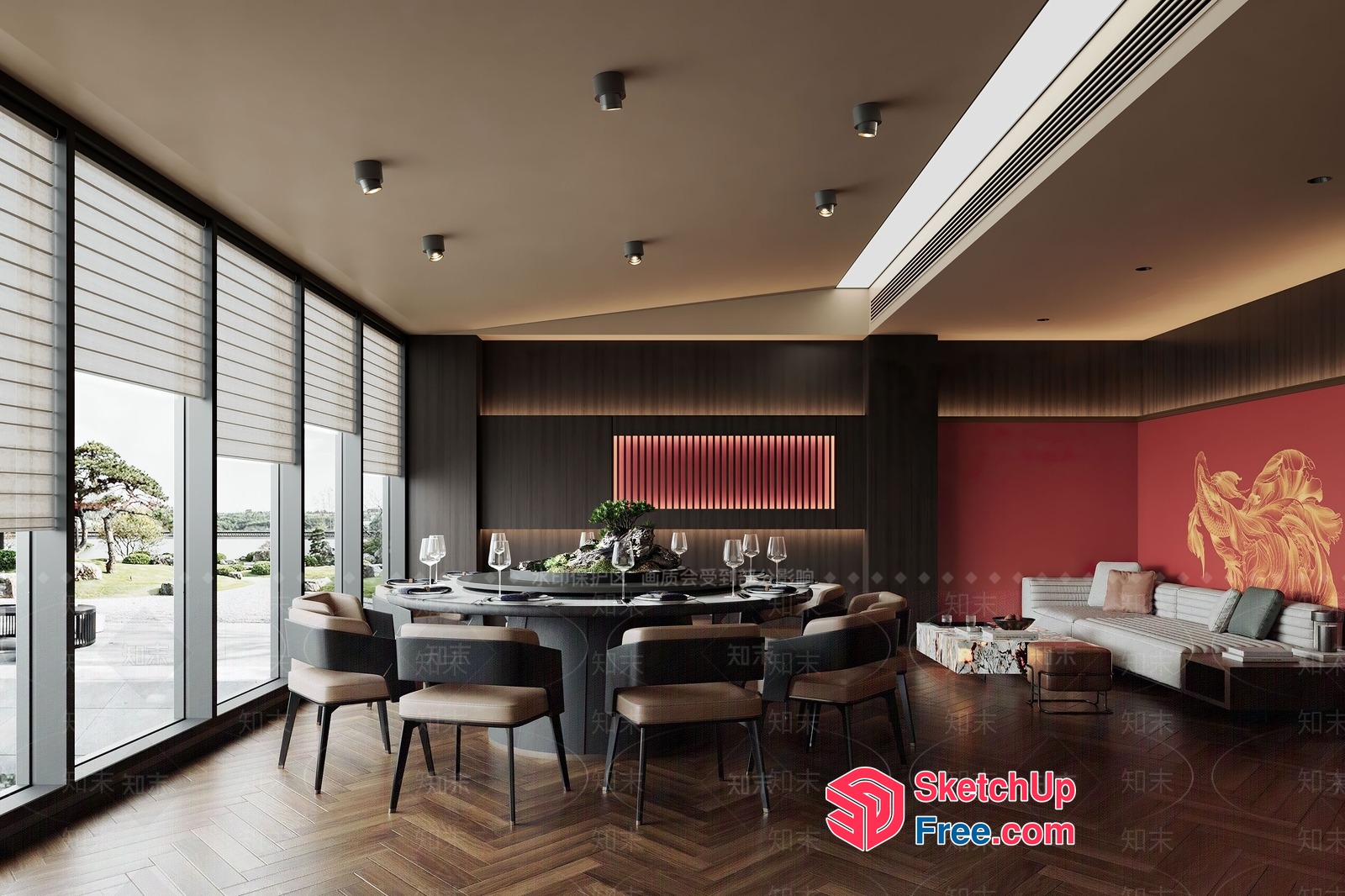Elegant Dining Room With A View 3D SketchUp File