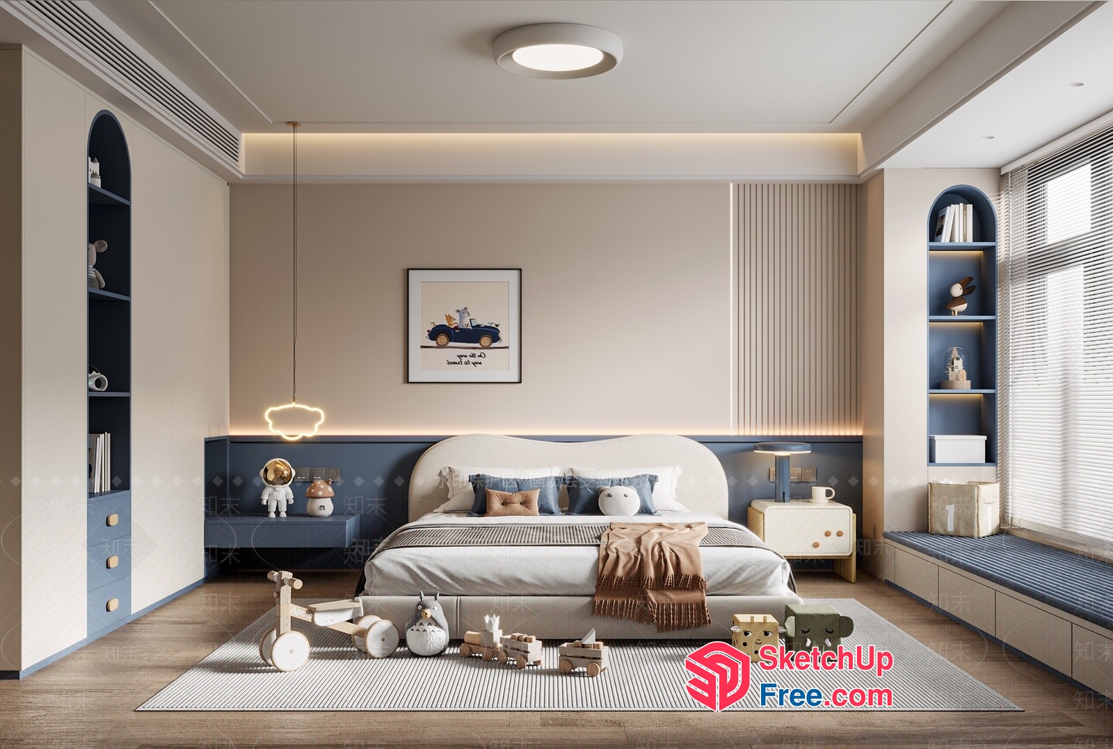 Modern Minimalist Nordic Style Bedroom 3D SketchUp File