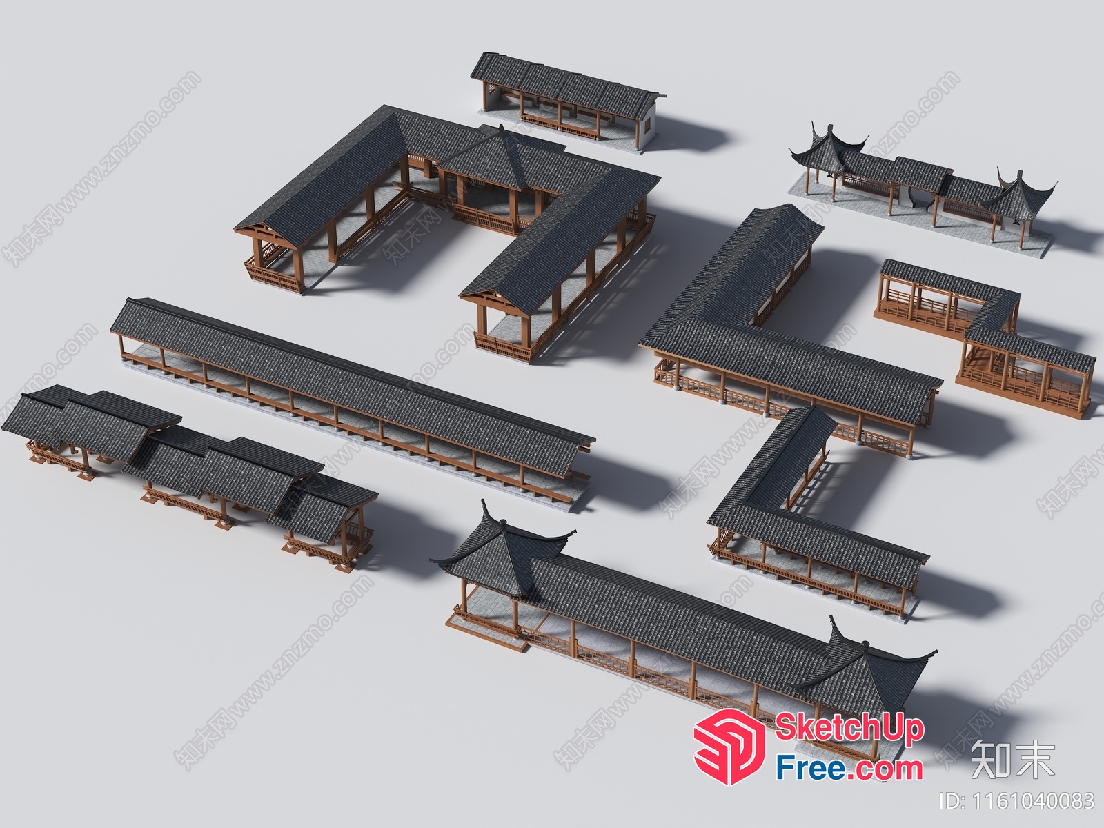 Asian-Style Building Facades 3D SketchUp File