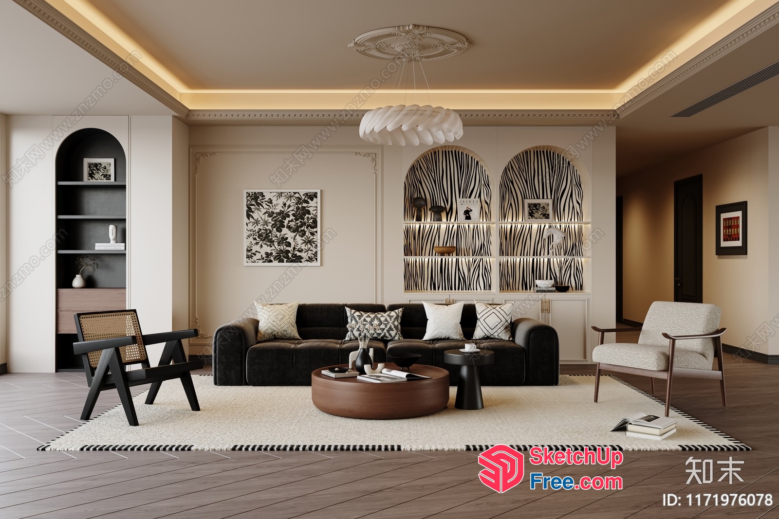 Elegant And Sophisticated Living Room Decor 3D SketchUp File