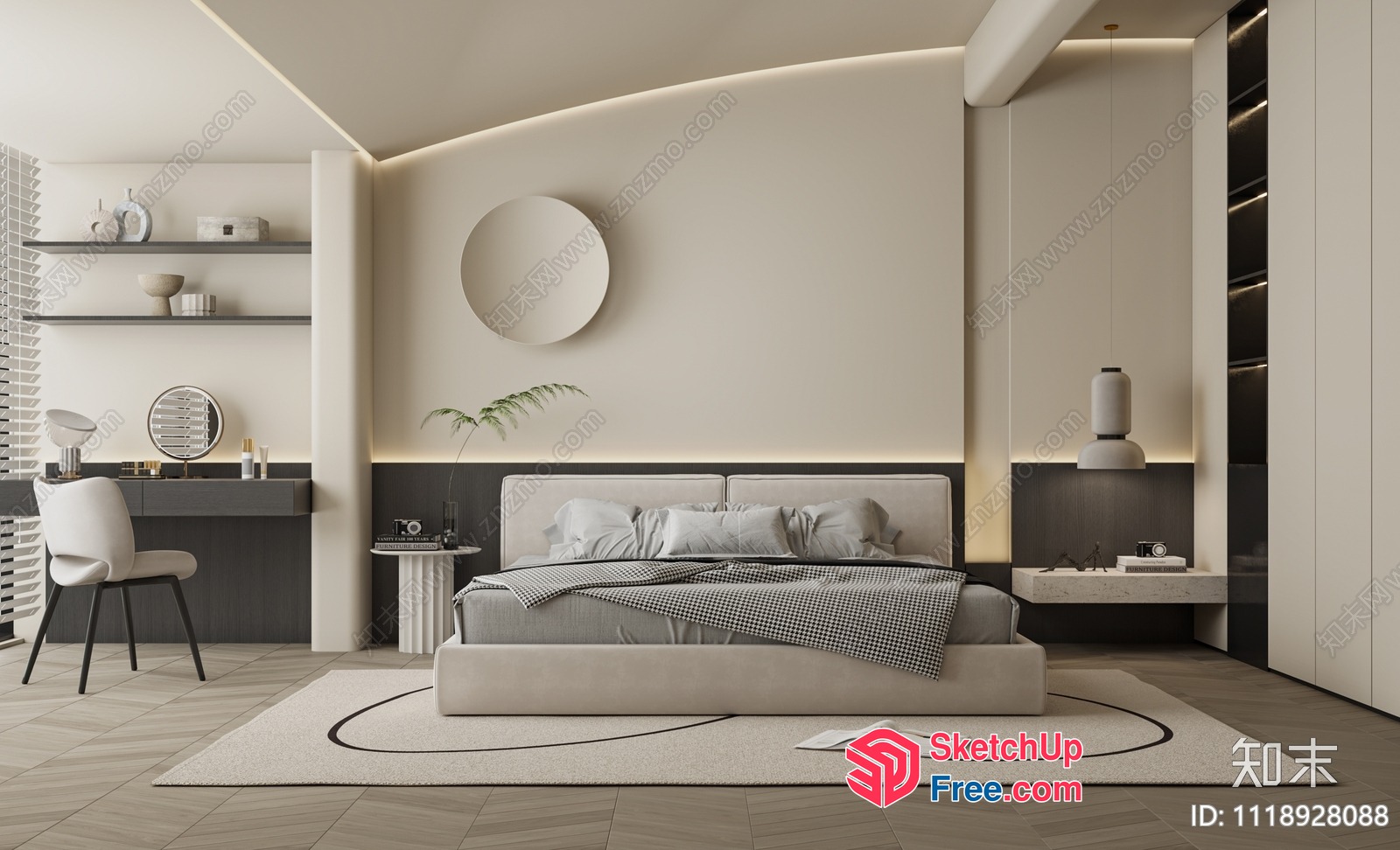 Modern Minimalist Bedroom Interior Design 3D SketchUp File