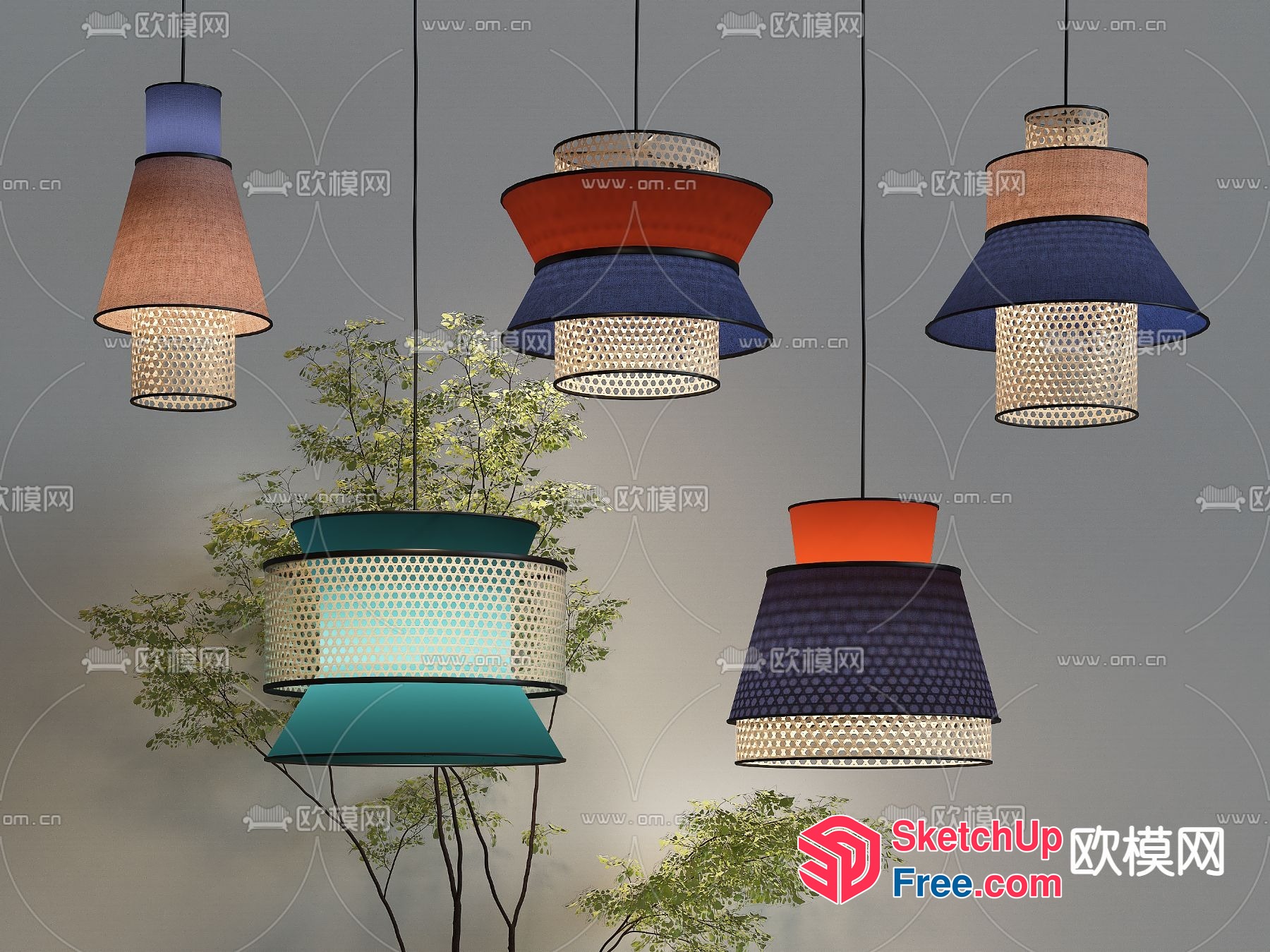 Colorful Hanging Lamps 3D SketchUp File