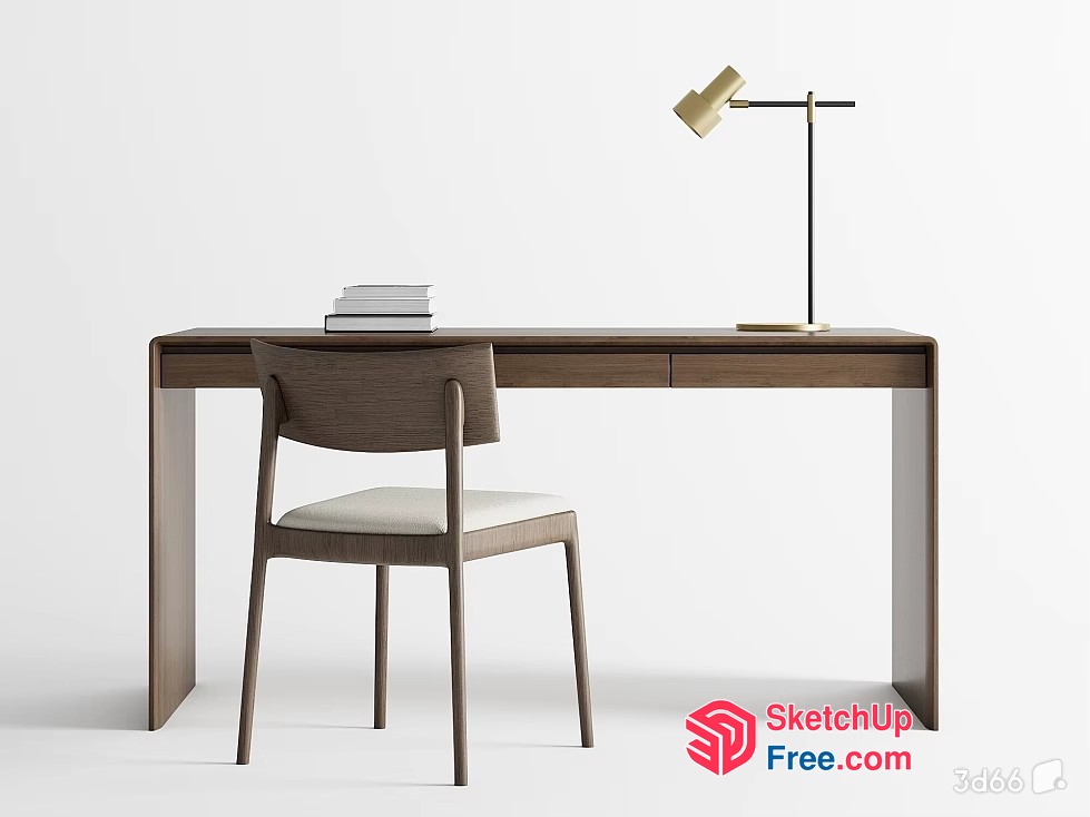 Modern Minimalist Office Furniture Set With Desk And Chair 3D SketchUp File