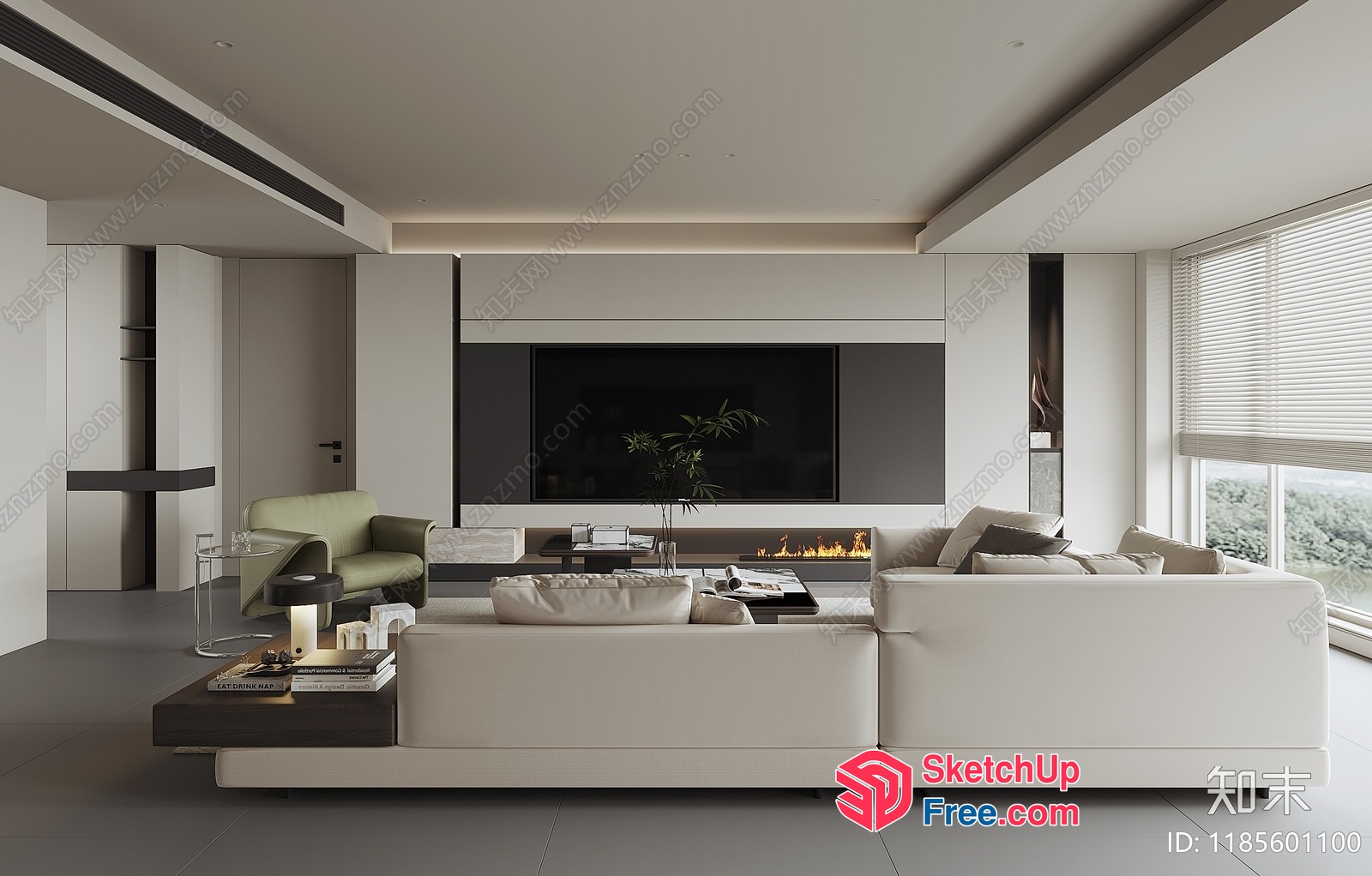 Modern Minimalist Living Room With Neutral Color Scheme 3D SketchUp File
