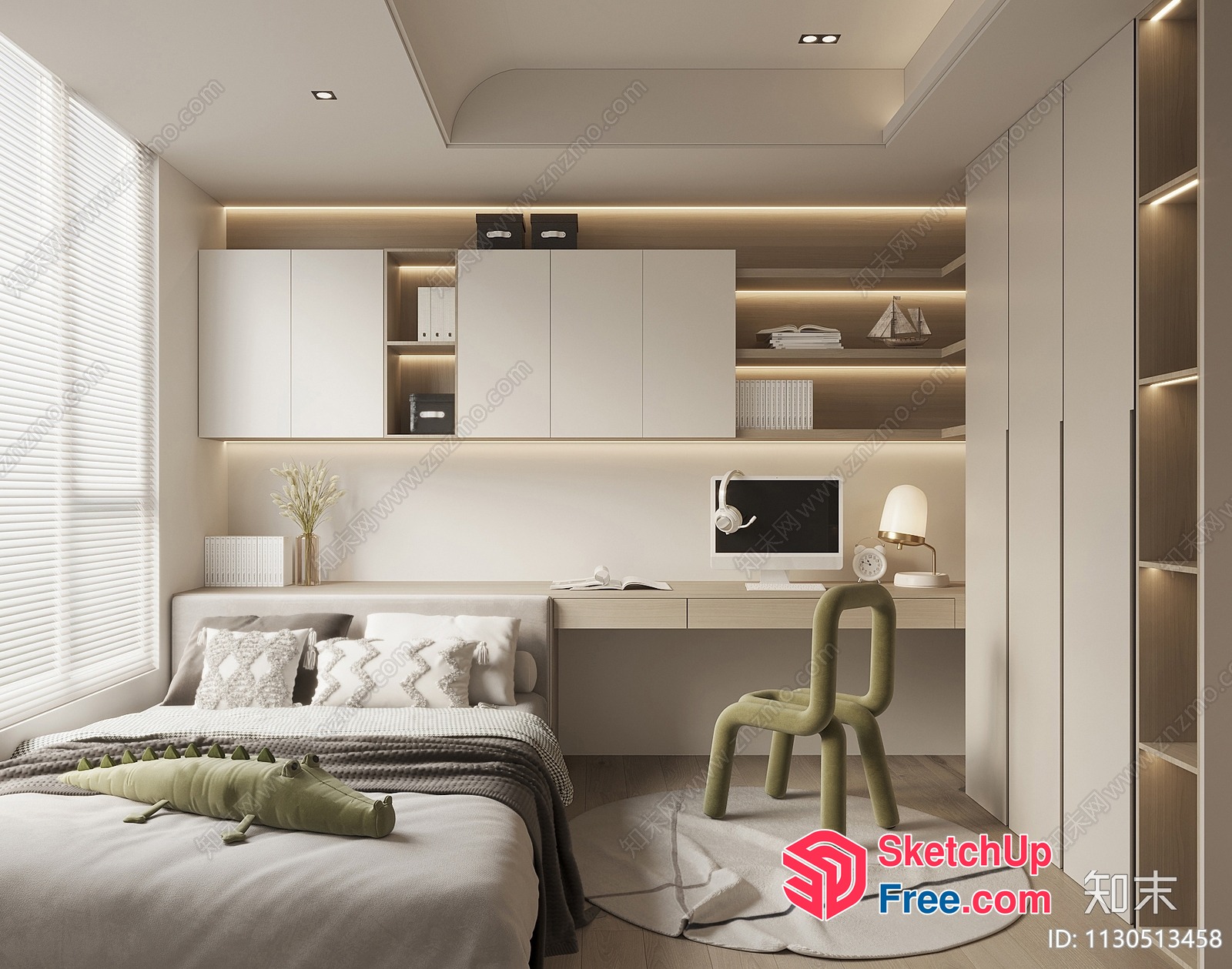Modern Minimalist Bedroom With Sleek Furniture And Neutral Color Scheme 3D SketchUp File