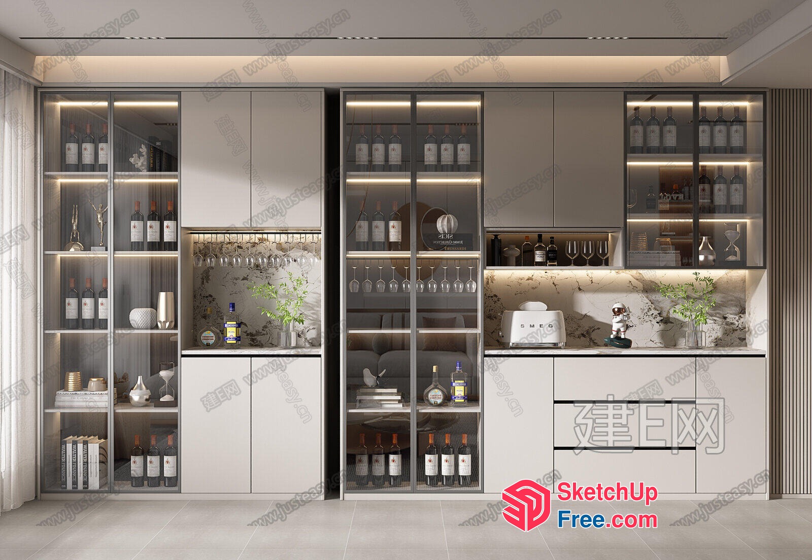 Elegant Modern Bar And Wine Display 3D SketchUp File