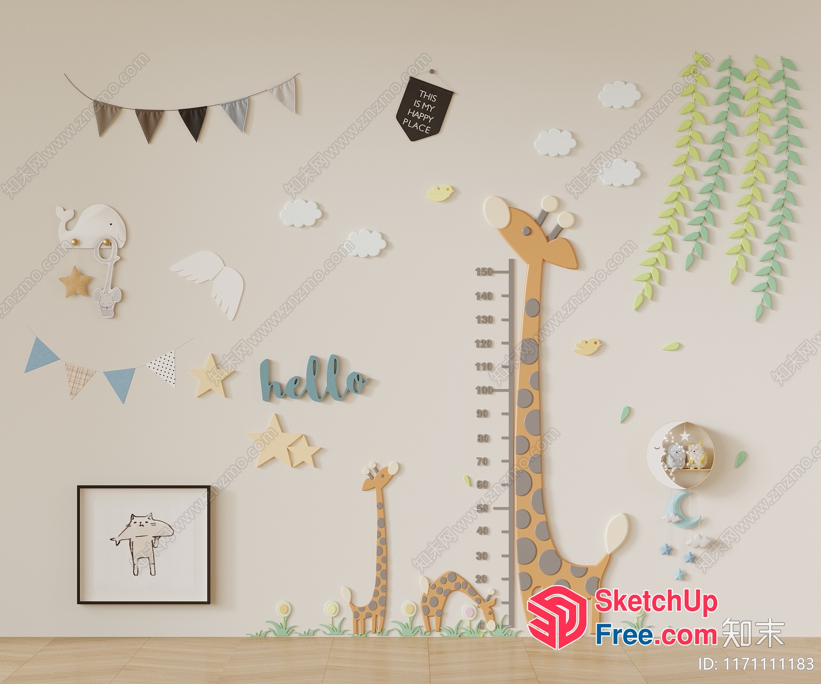 Whimsical Animal-Themed Decorations For A Child'S Room 3D SketchUp File