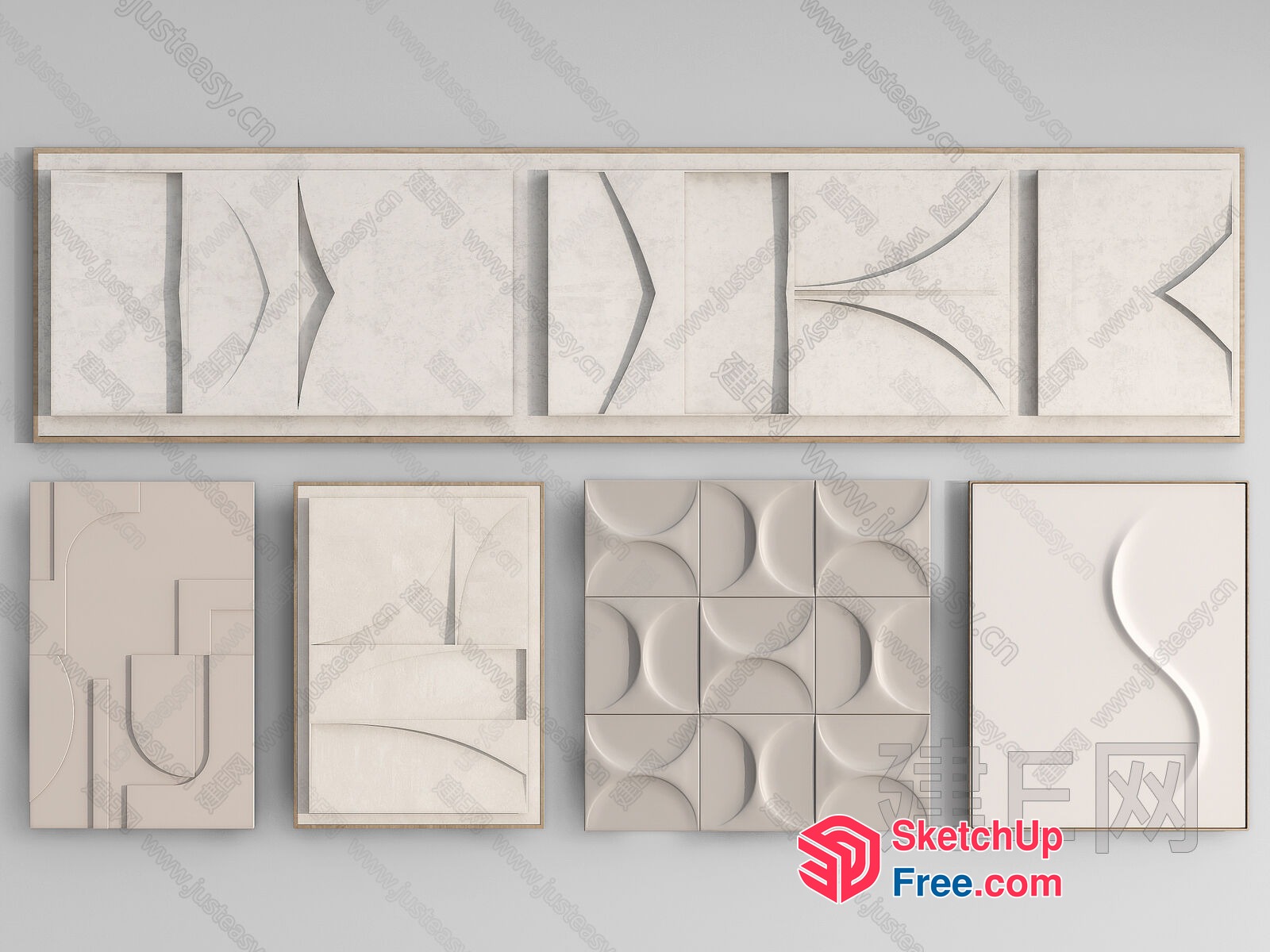 Carved White Rectangular Wall Decorations 3D SketchUp File