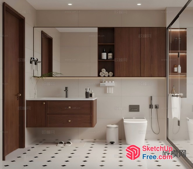 Elegant And Modern Bathroom Interior 3D SketchUp File