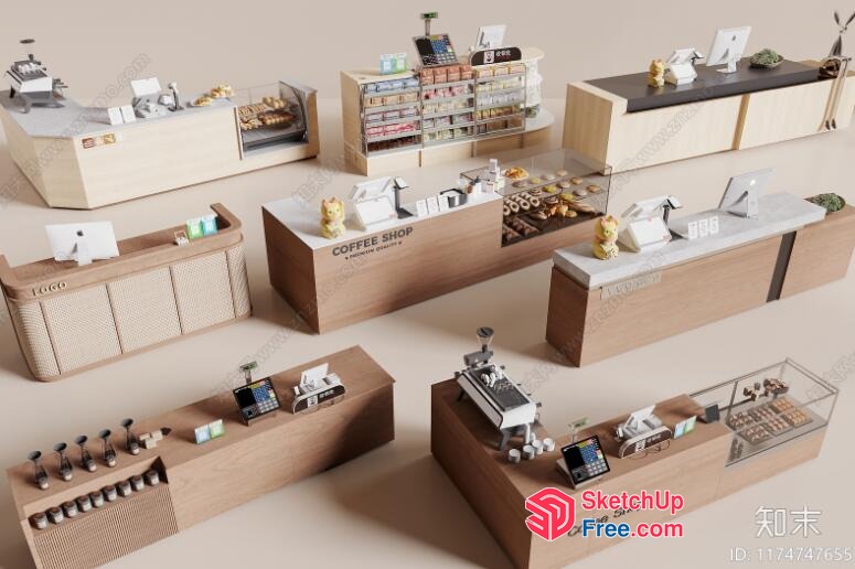 Coffee Shop Interior With Modern Decor And Furniture 3D SketchUp File