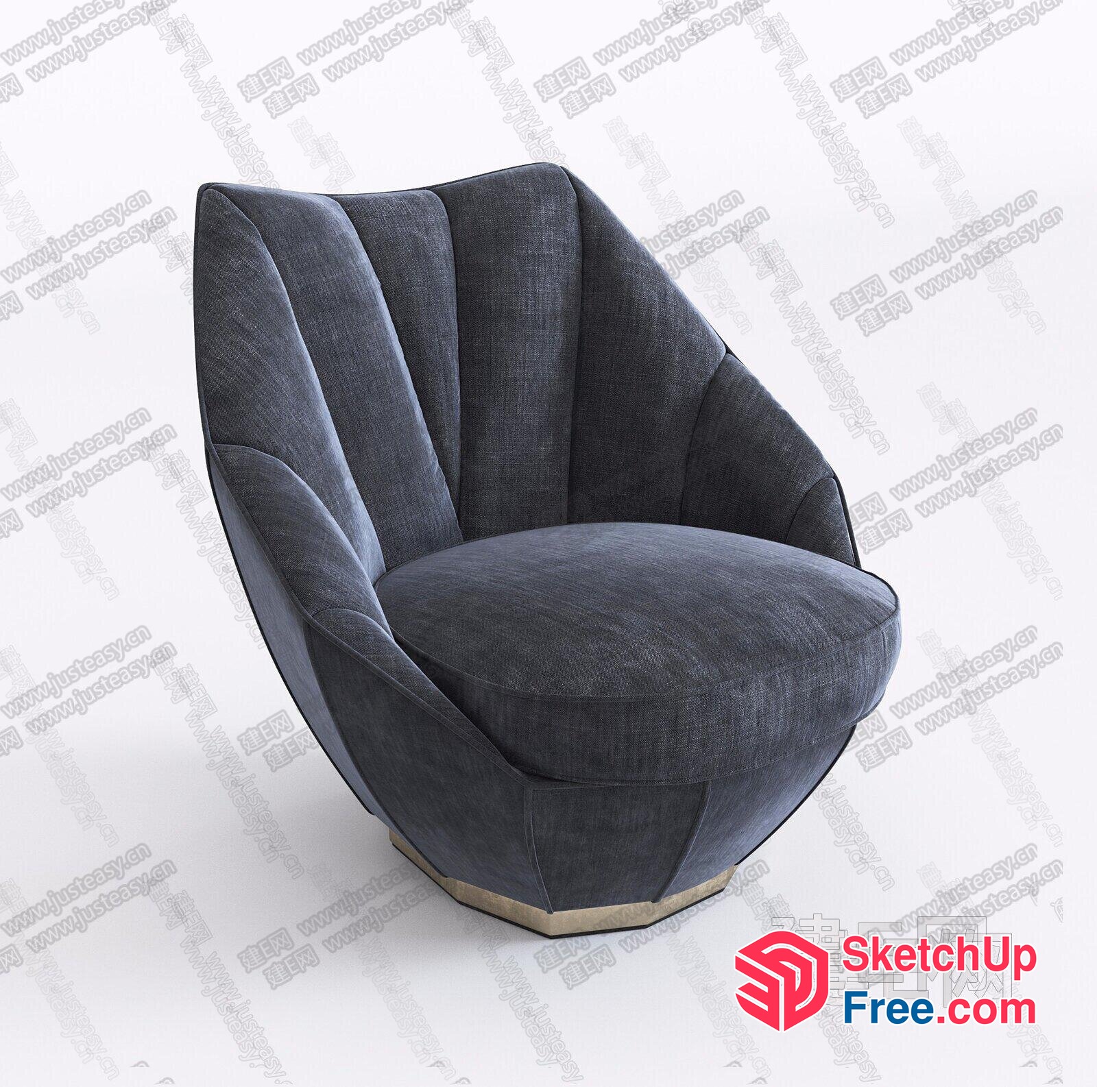 Luxurious Gray Velvet Shell Chair 3D SketchUp File