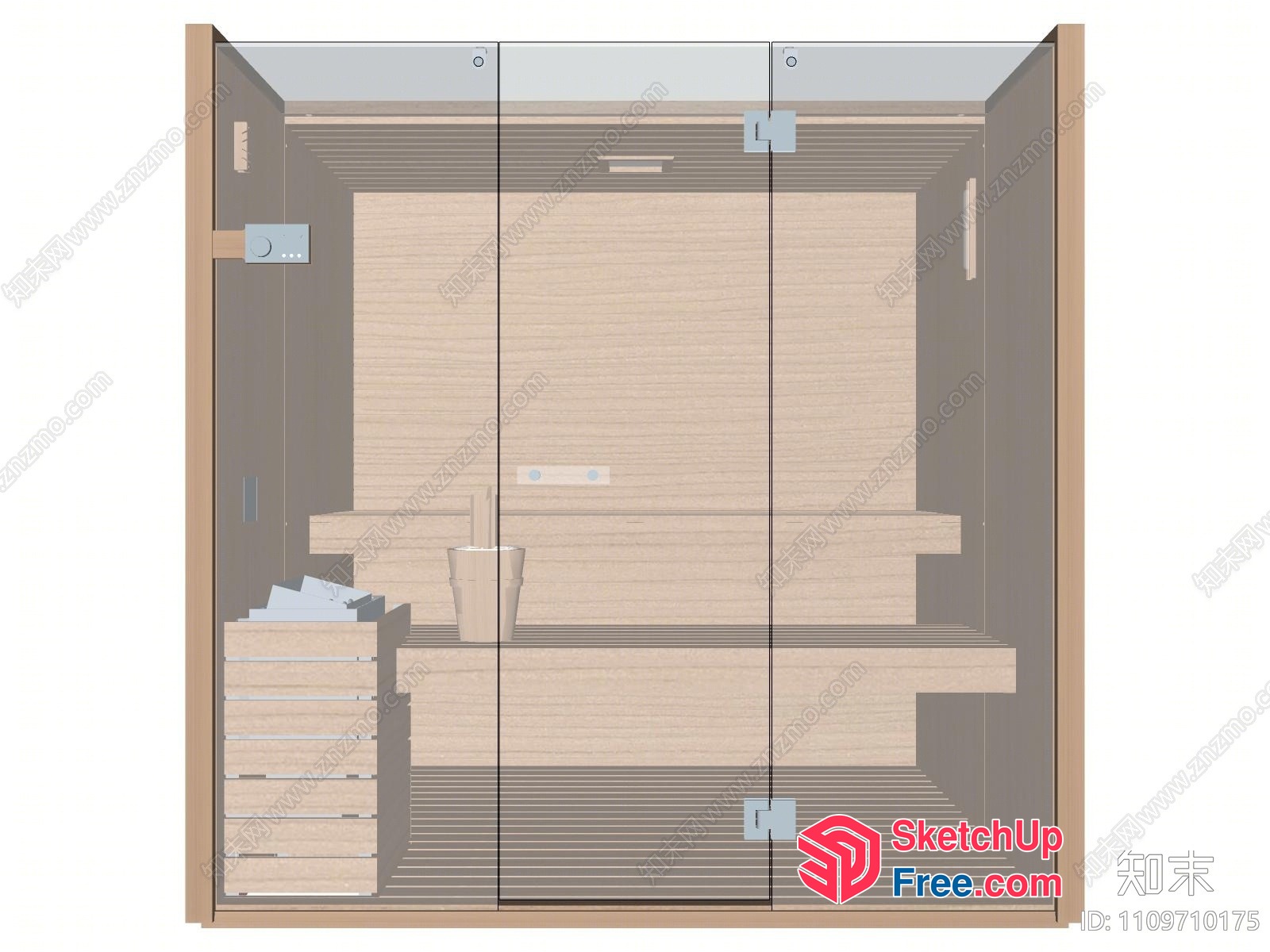 Modern Glass And Wood Sauna Interior Design 3D SketchUp File