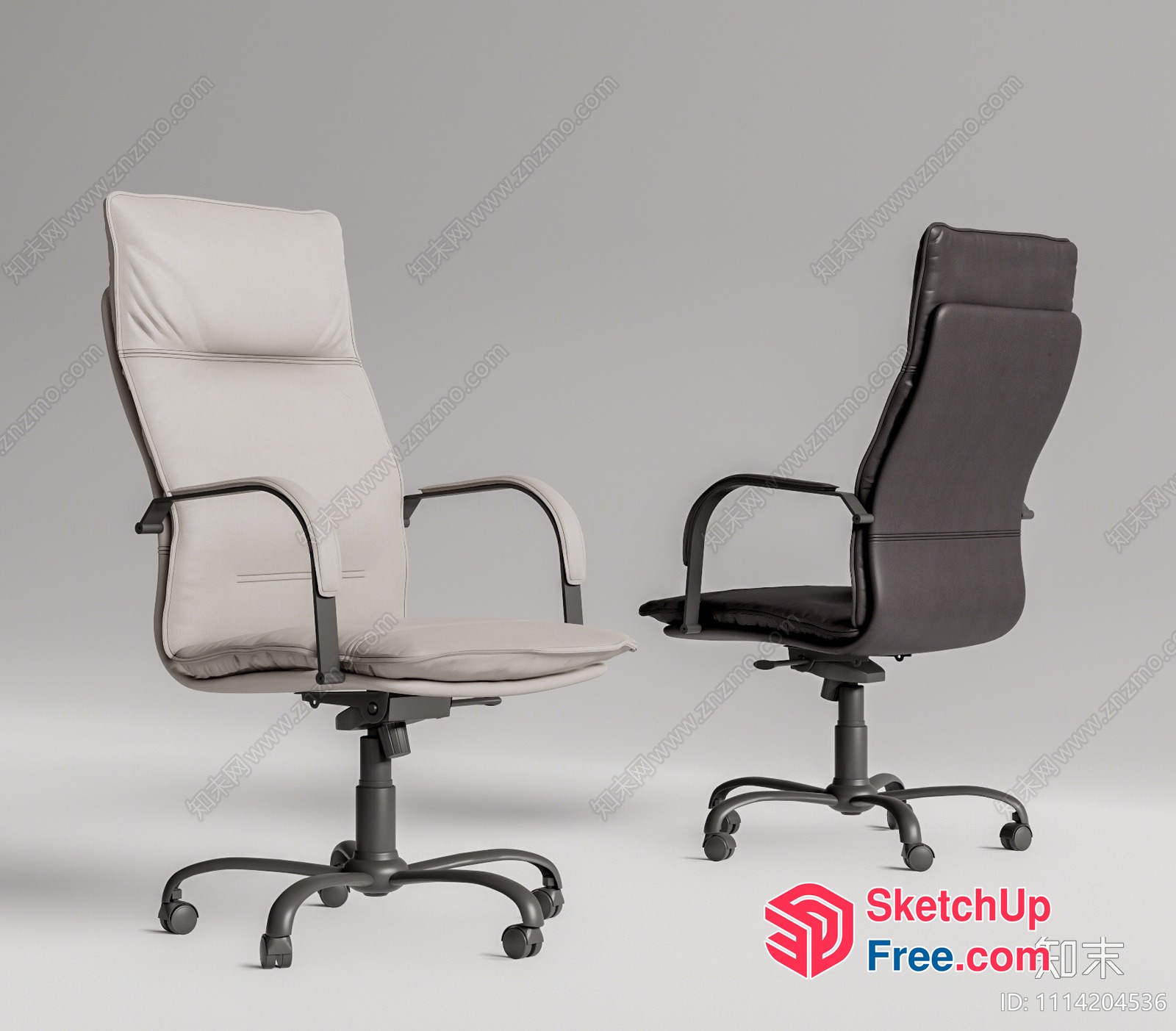 Two High-Back Office Chairs With Wheels 3D SketchUp File