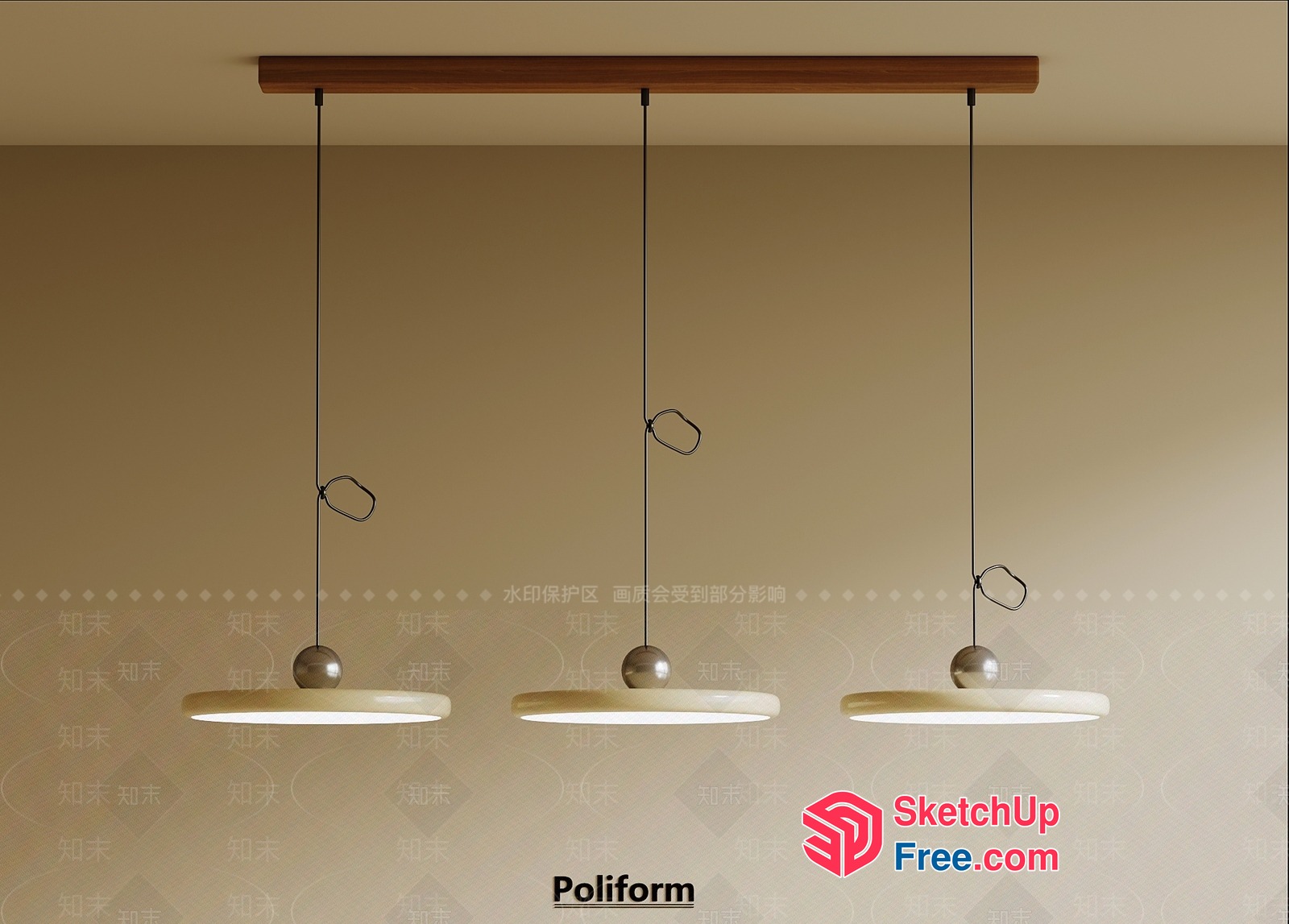 Modern Suspended Light Fixtures With Sleek Design 3D SketchUp File