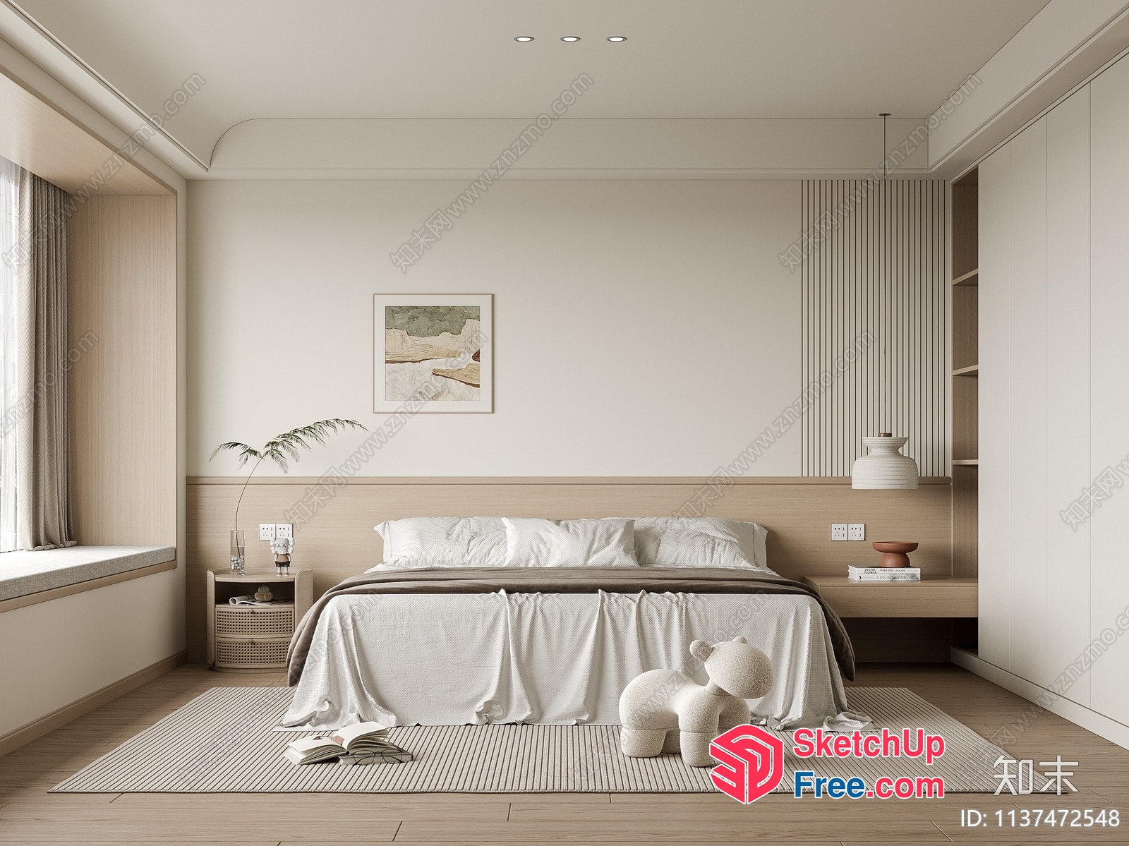 Minimalist Style Bedroom With Natural Light 3D SketchUp File