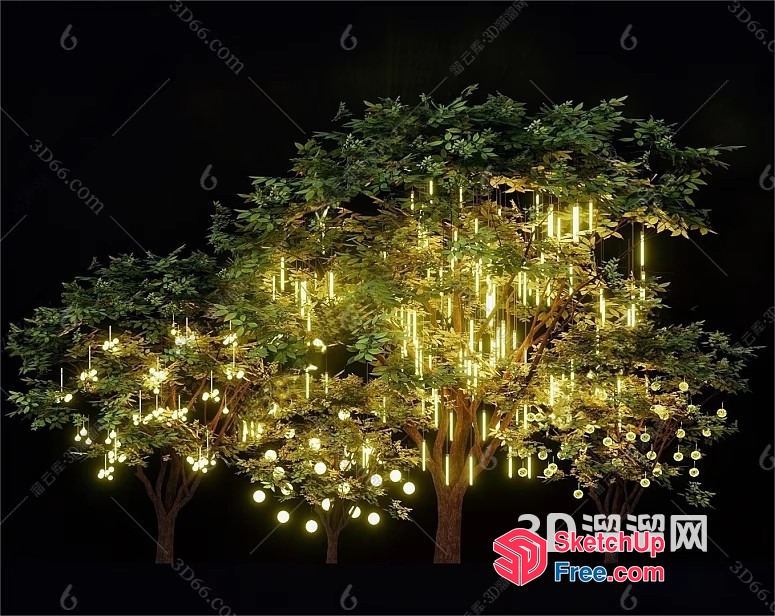 Decorative Tree With Hanging Lights 3D SketchUp File