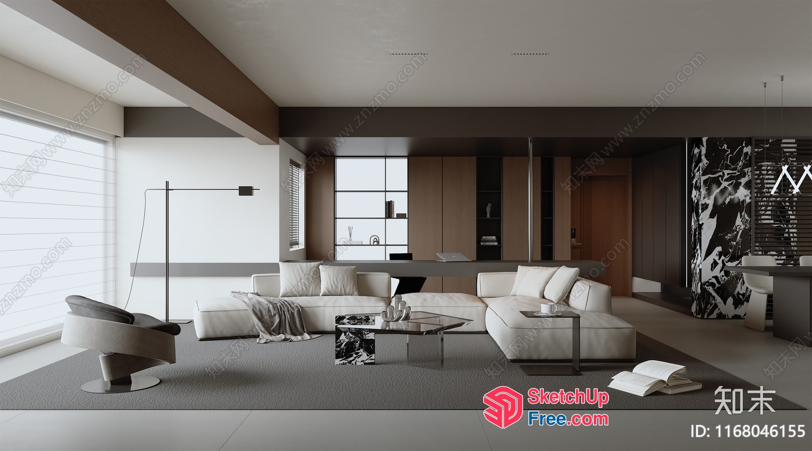 Modern Minimalist Living Room With Sleek White Furniture 3D SketchUp File