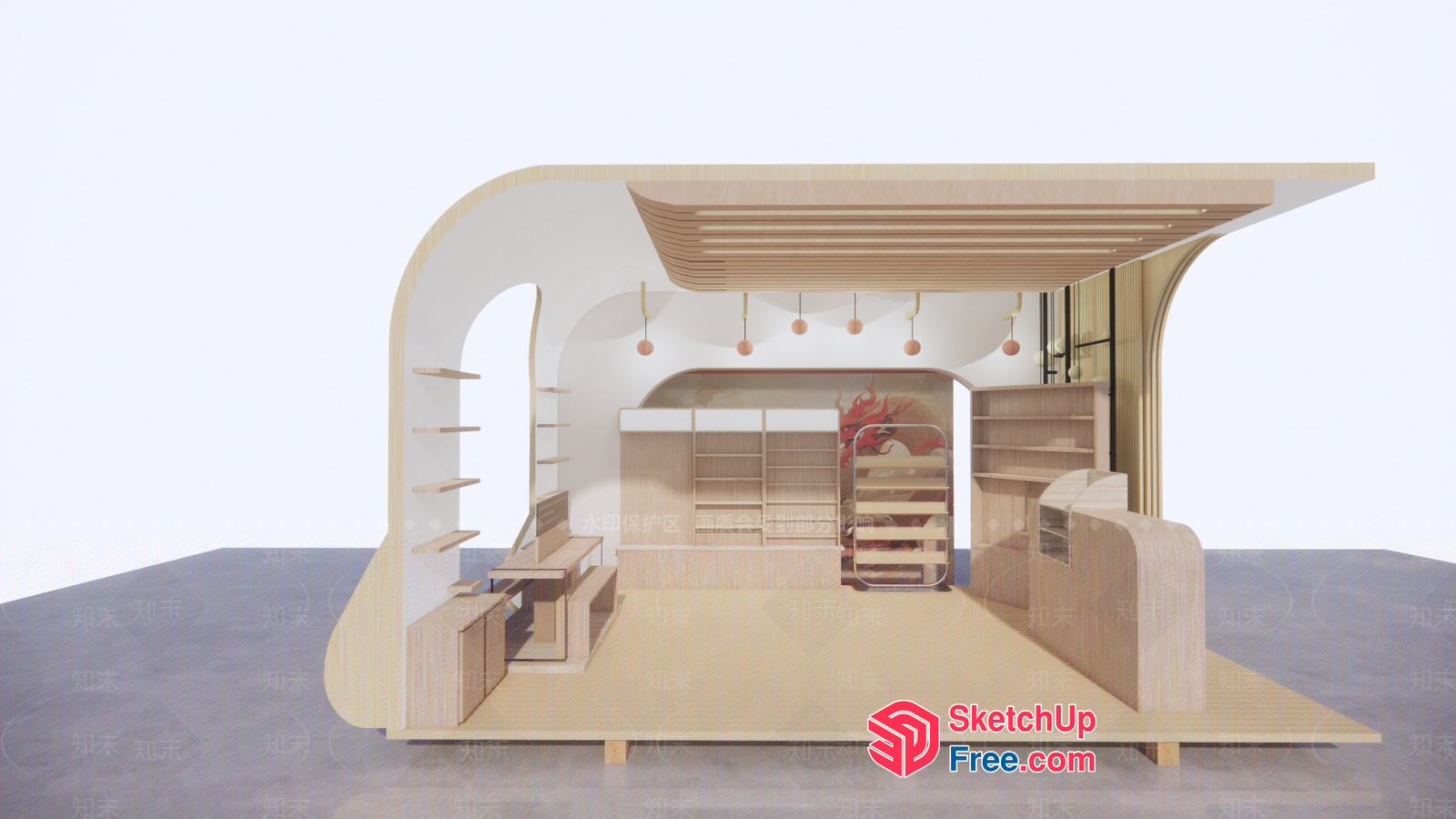 Modern Wooden Display Booth 3D SketchUp File