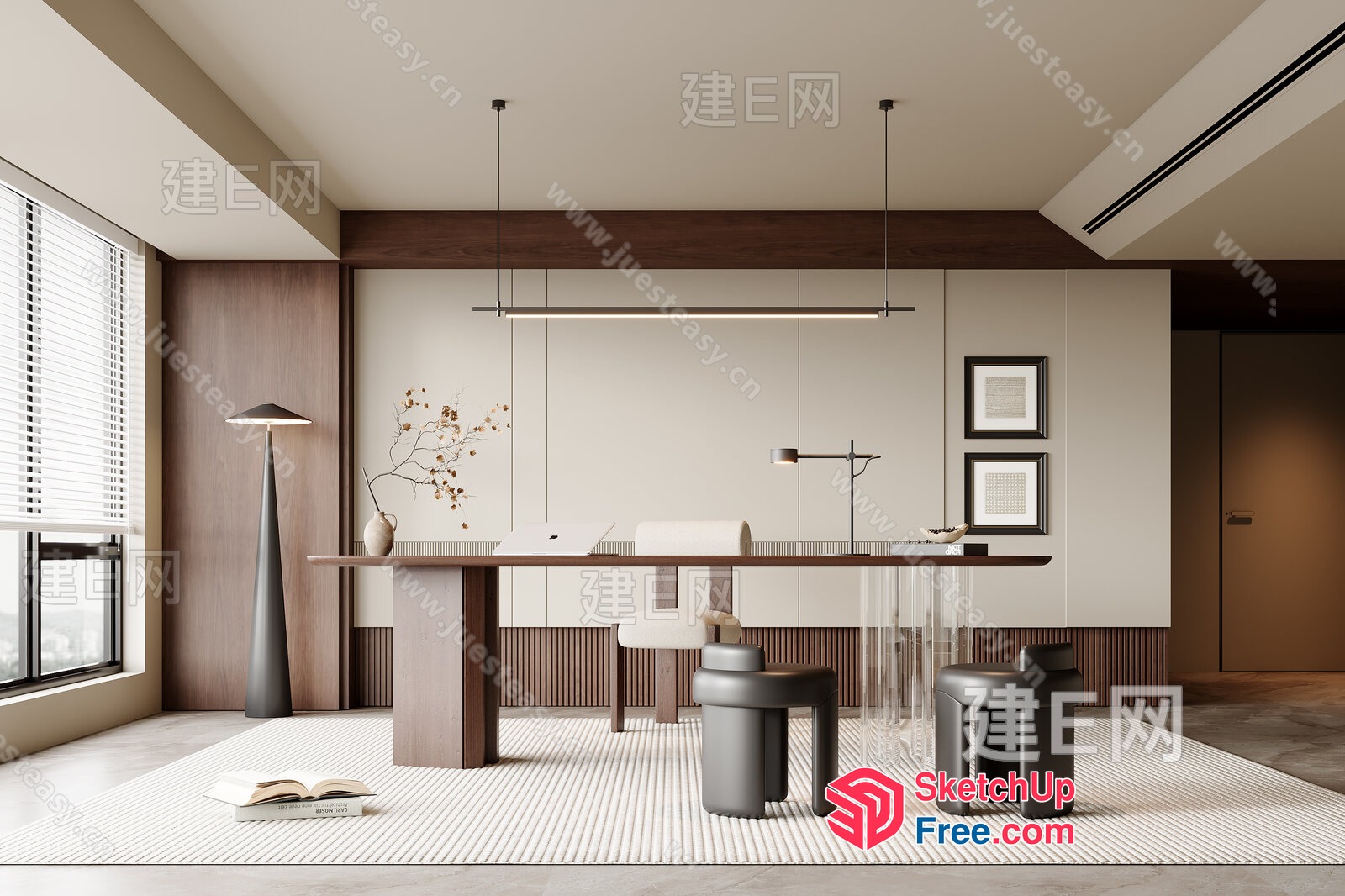 Elegant Modern Minimalist Office Interior 3D SketchUp File