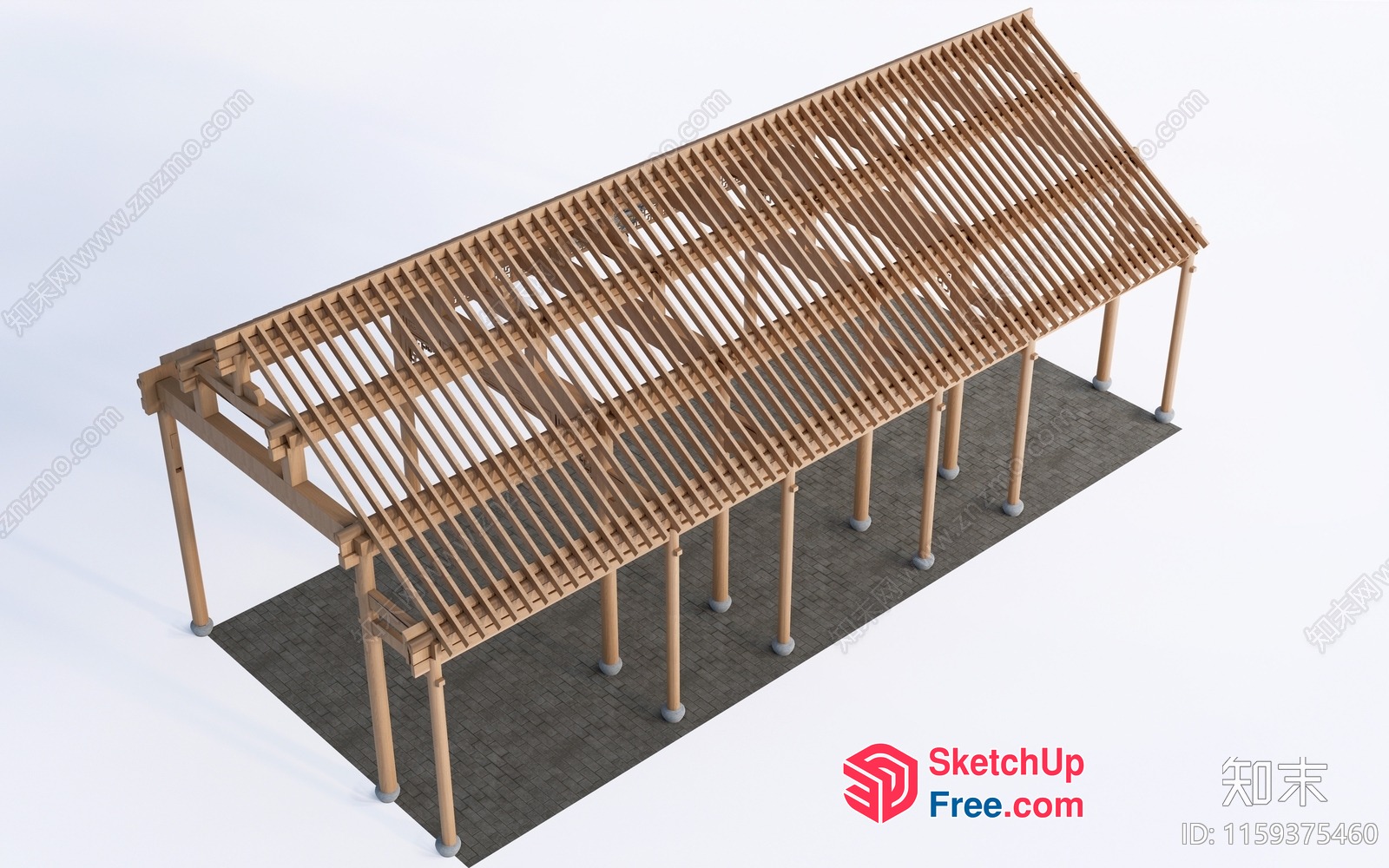 Wooden Pergola Structure 3D SketchUp File