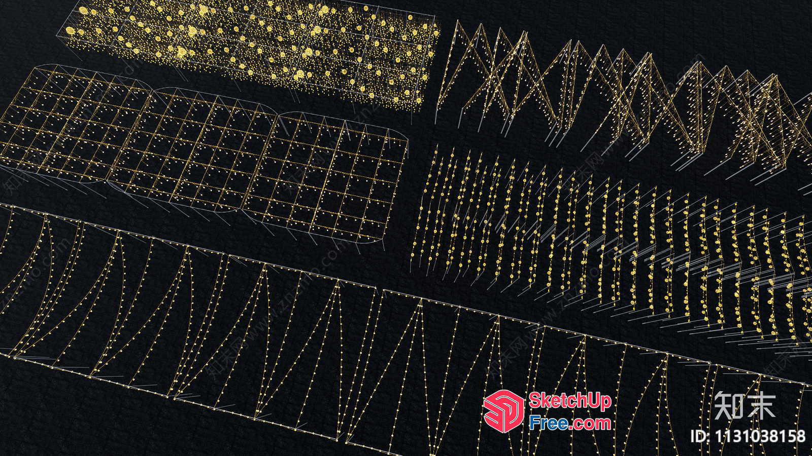 Golden Patterns And Designs On A Black Background 3D SketchUp File