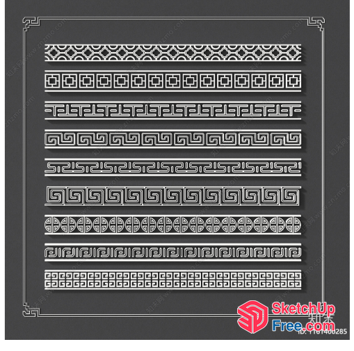 Intricate Geometric Patterns On Dark Grey Background 3D SketchUp File