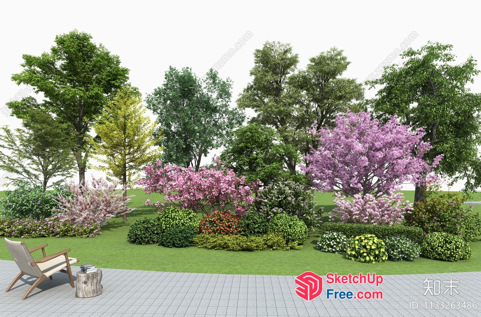 Exquisite Garden Scene With Elegant Seating Area 3D SketchUp File