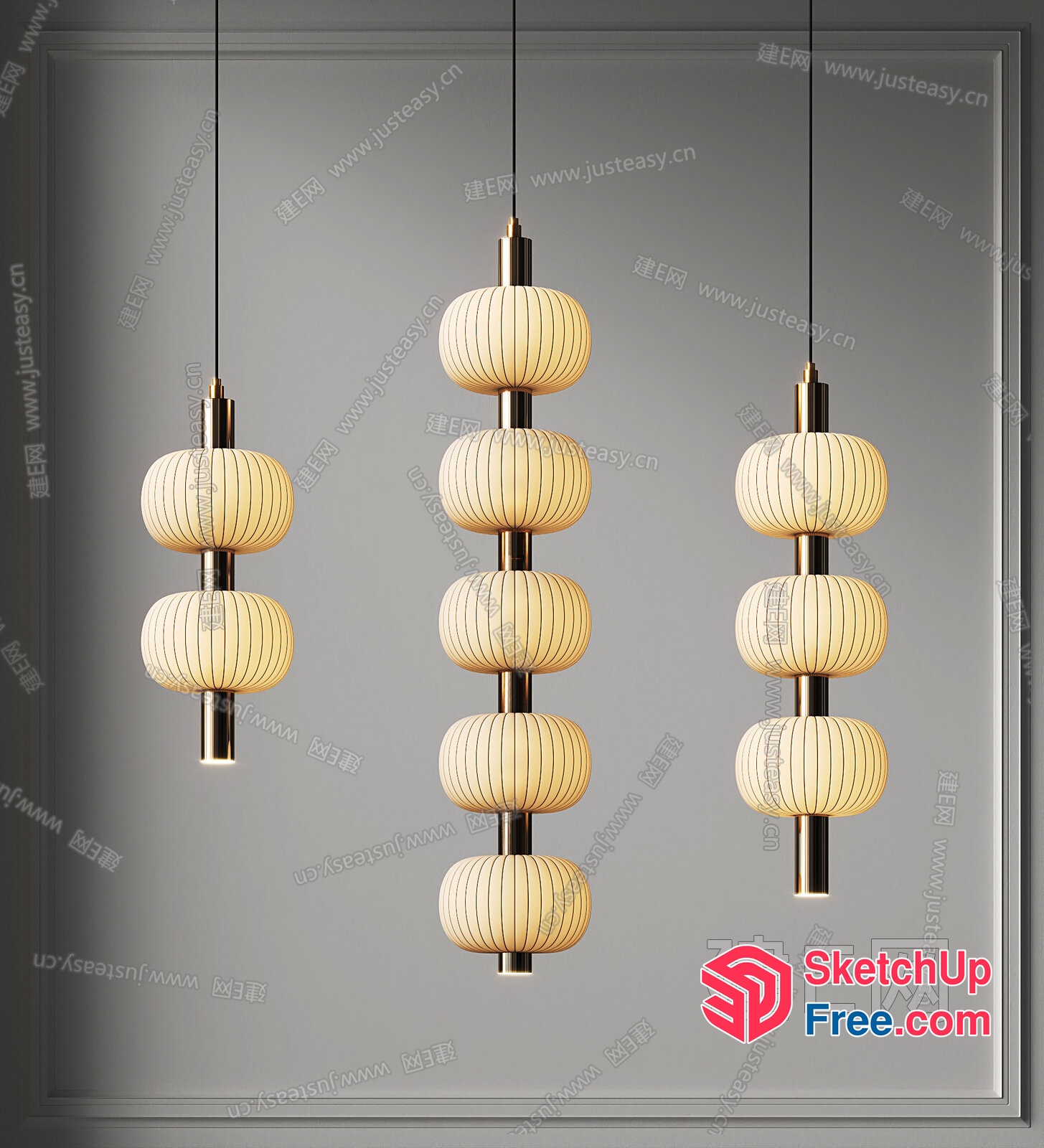 Elegant And Modern Japanese-Inspired Hanging Lanterns 3D SketchUp File