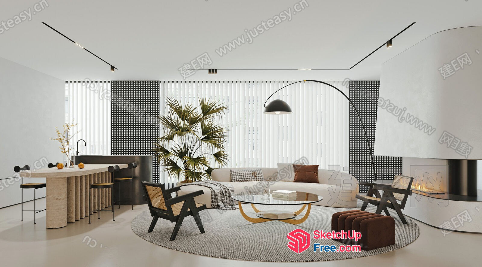 Modern Minimalist Living Room With Sleek Furniture 3D SketchUp File