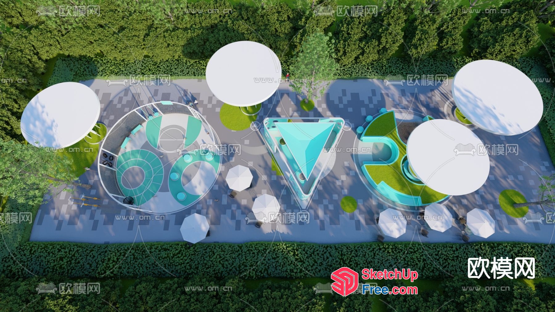 Modern Outdoor Pool And Lounge Area 3D SketchUp File