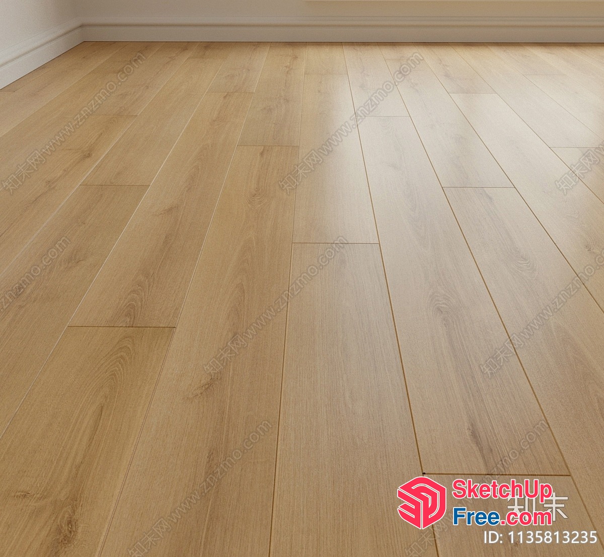 Light-Colored Wood Plank Floor Interior 3D SketchUp File