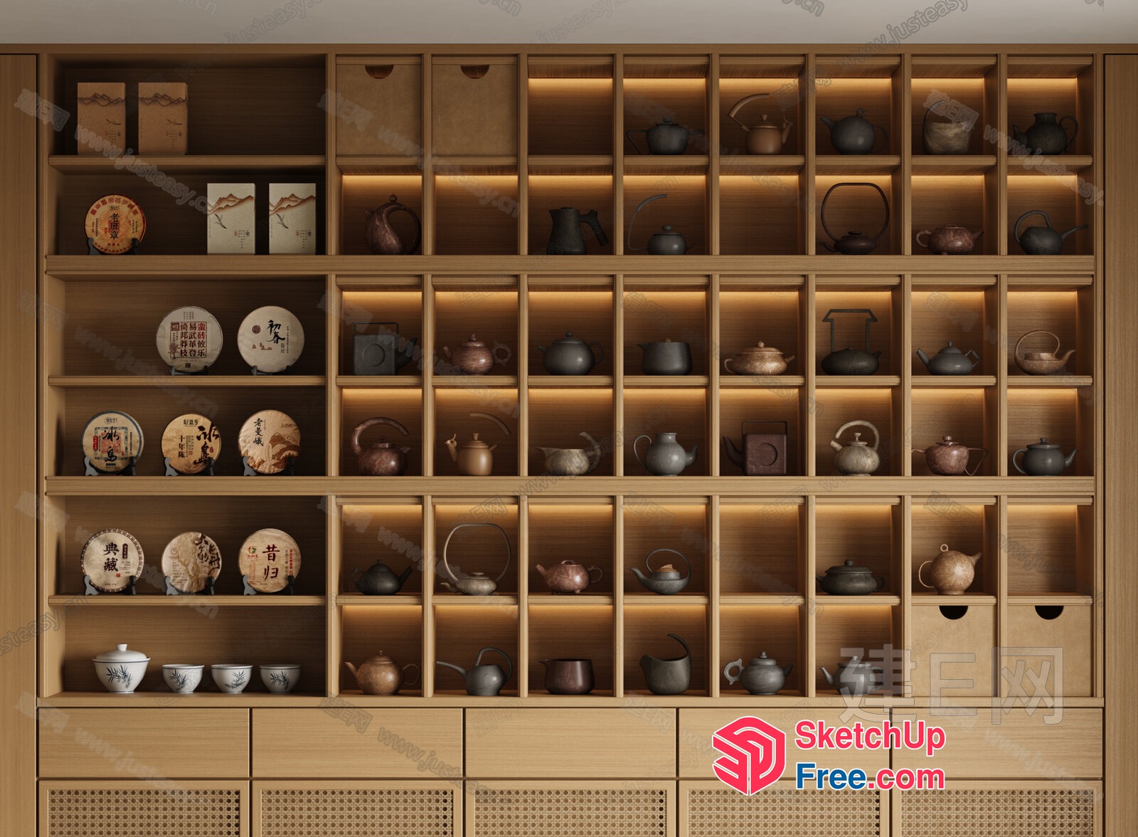Elegant And Sophisticated Tea Display Shelf 3D SketchUp File