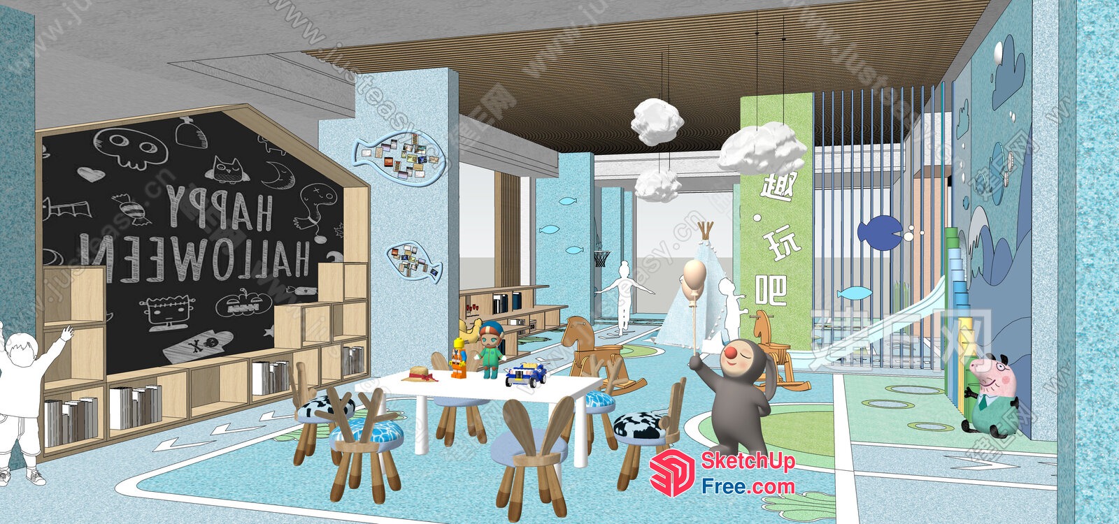 Happy Halloween Themed Children'S Playroom 3D SketchUp File