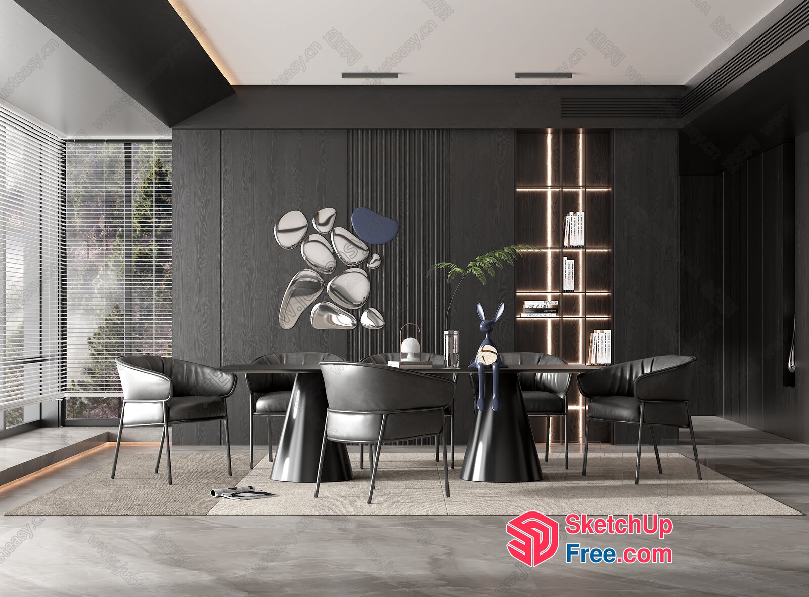 Modern Minimalist Dining Room Interior 3D SketchUp File