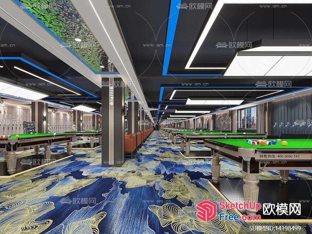 Luxurious Billiard Club Interior 3D SketchUp File