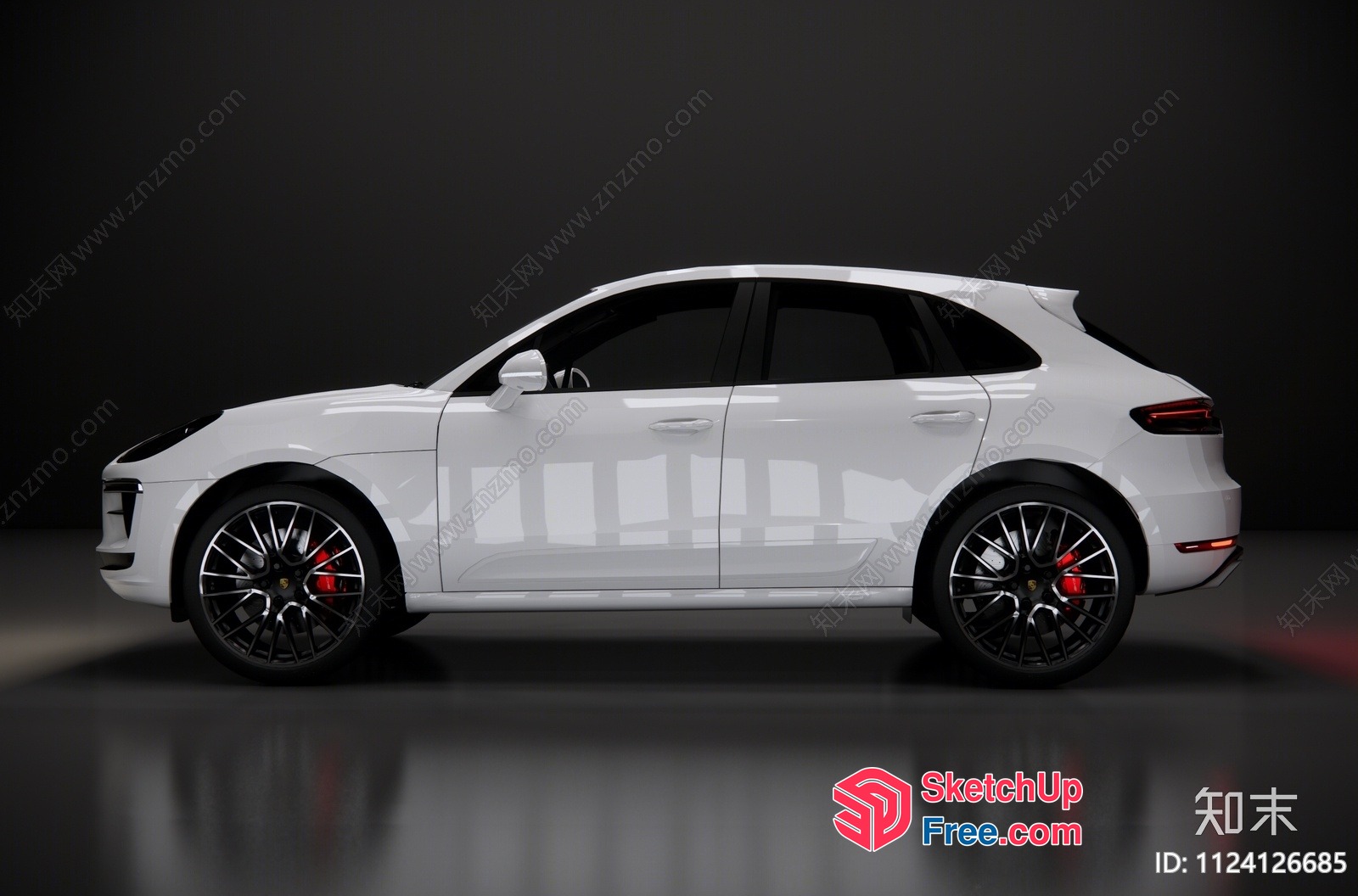 White Car Parked In A Dark Room 3D SketchUp File