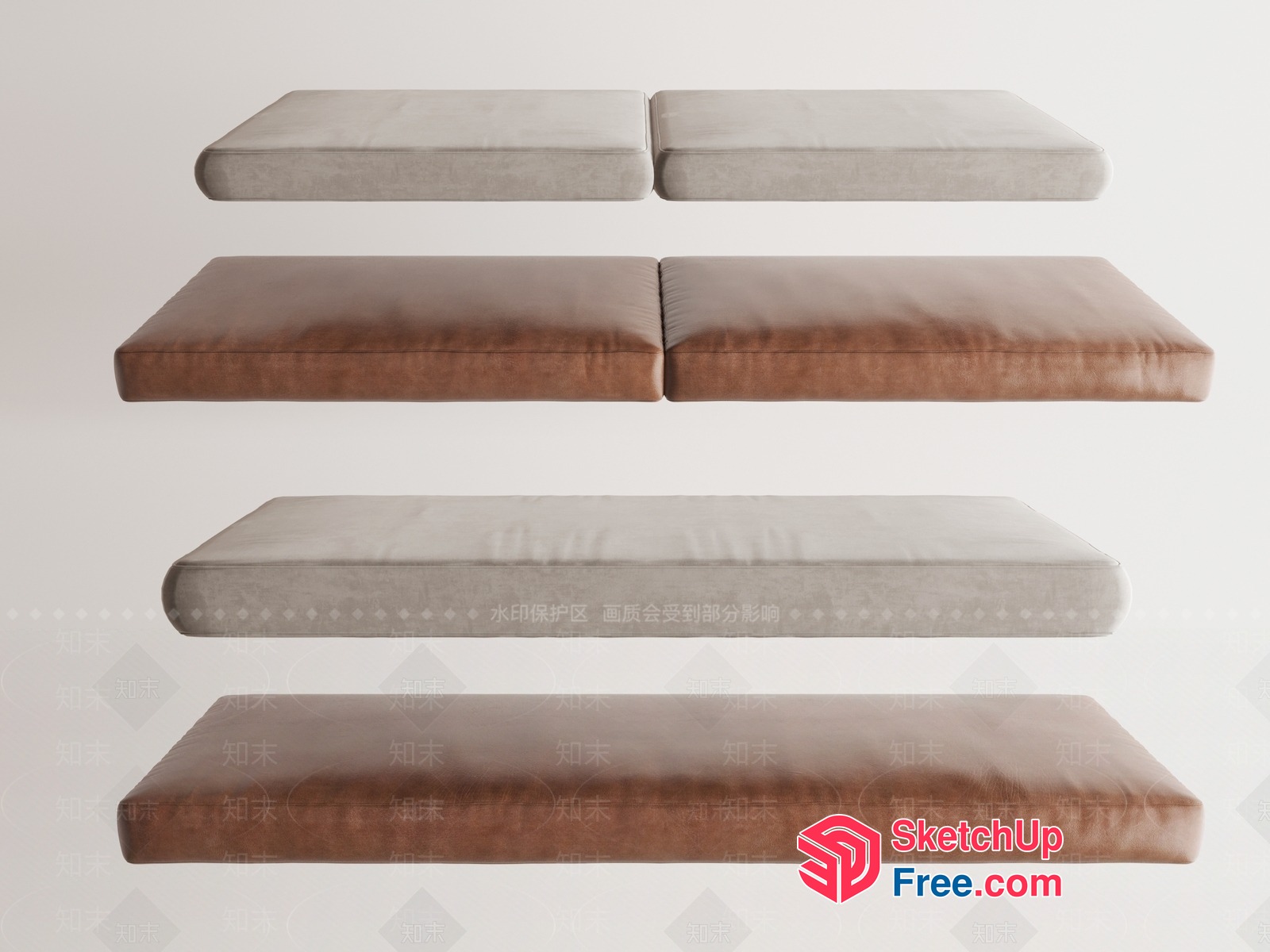 Brown And Grey Cushions 3D SketchUp File